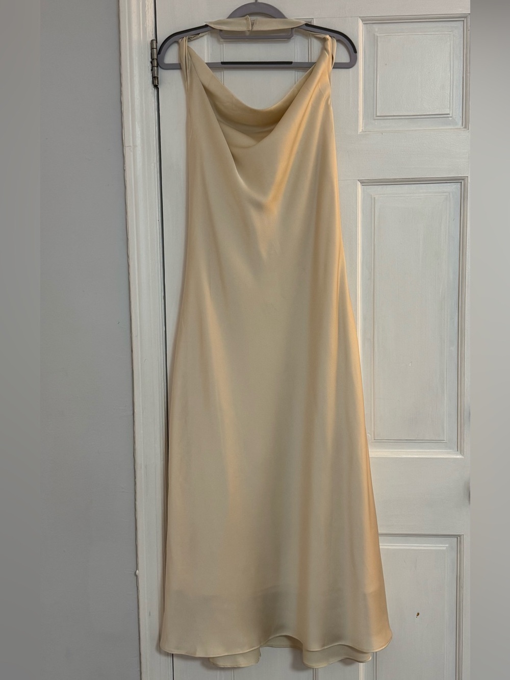 Banana Republic Ivory Satin Cowl Neck Maxi Dress NWT Size M